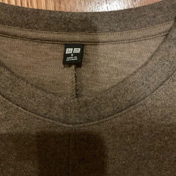 UNIQLO Women’s Crew Neck Brushed Long Sleeve Jersey Dress Olive Size S - Picture 3 of 4